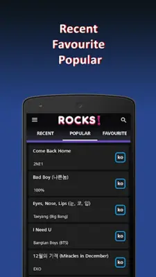 K-pop Rocks Lyrics android App screenshot 1