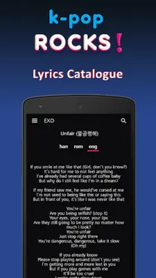 K-pop Rocks Lyrics android App screenshot 2